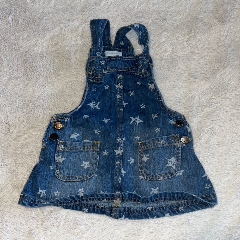 Tahari 12 month blue denim star print jean dress 100% cotton baby girl clothing